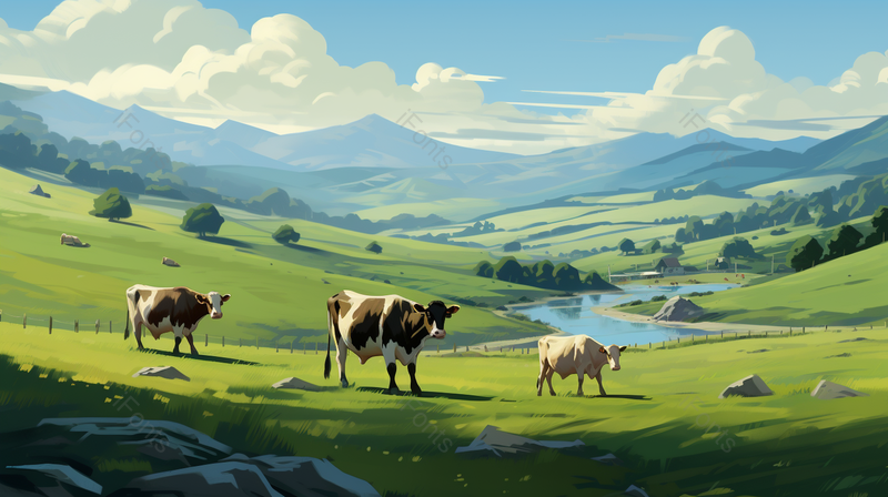 广阔草原上的奶牛,高清,摄影图,摄影图片,图片大全,摄影图免费下载